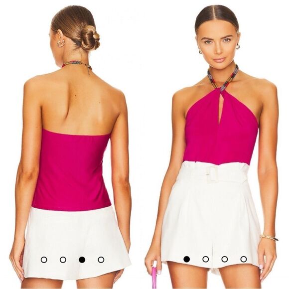 NWT Veronica Beard Akeeva Top in Fuchsia Size 12 beaded halterneck top - Picture 1 of 11